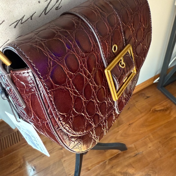 Brahmin Brown Croc-Embossed Leather Bag - Picture 4 of 7